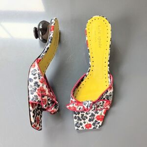 Vintage Kate Spade Kitten Heel Sandals Leopard Floral 90s Y2K